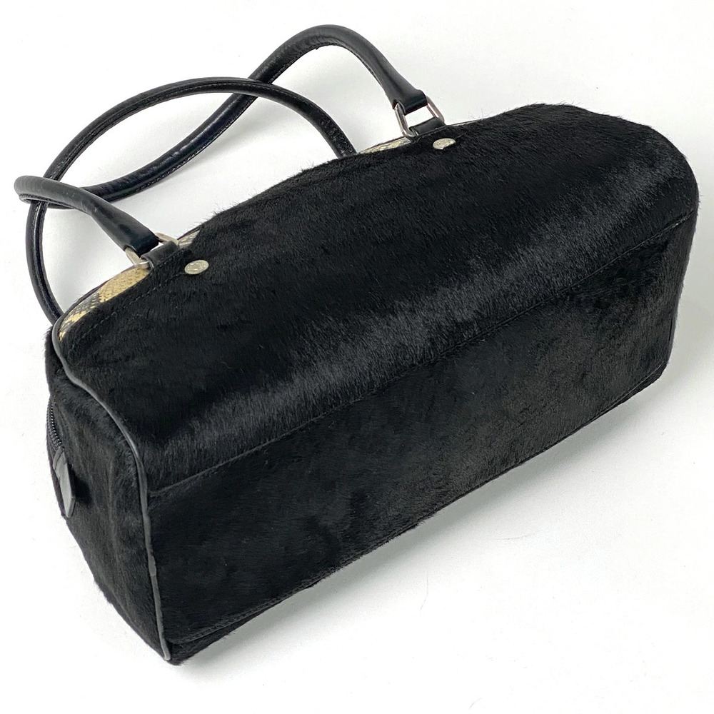 Prada Tote Handbag Bag Plate Logo Calfskin Black